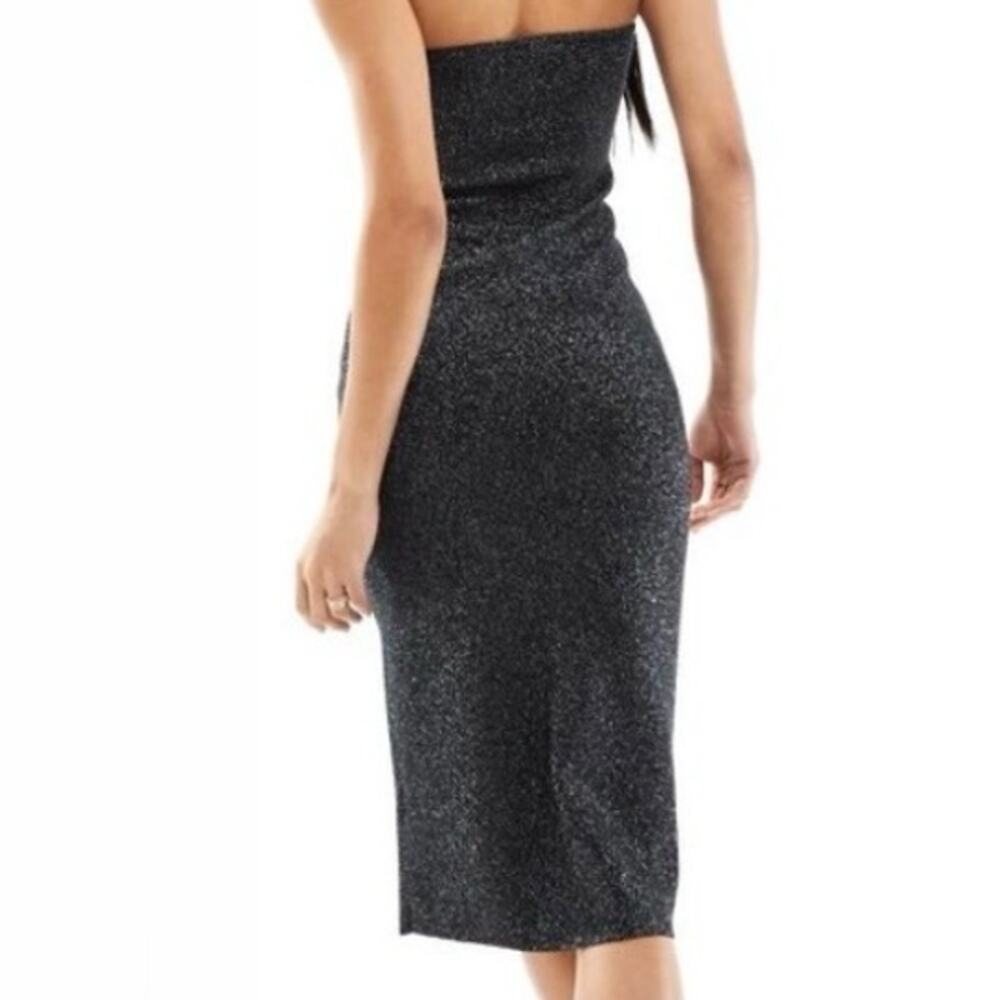 ABERCROMBIE & FITCH | Black Sweetheart Sparkle Strapless Dress | Size Large Tall - Picture 4 of 10
